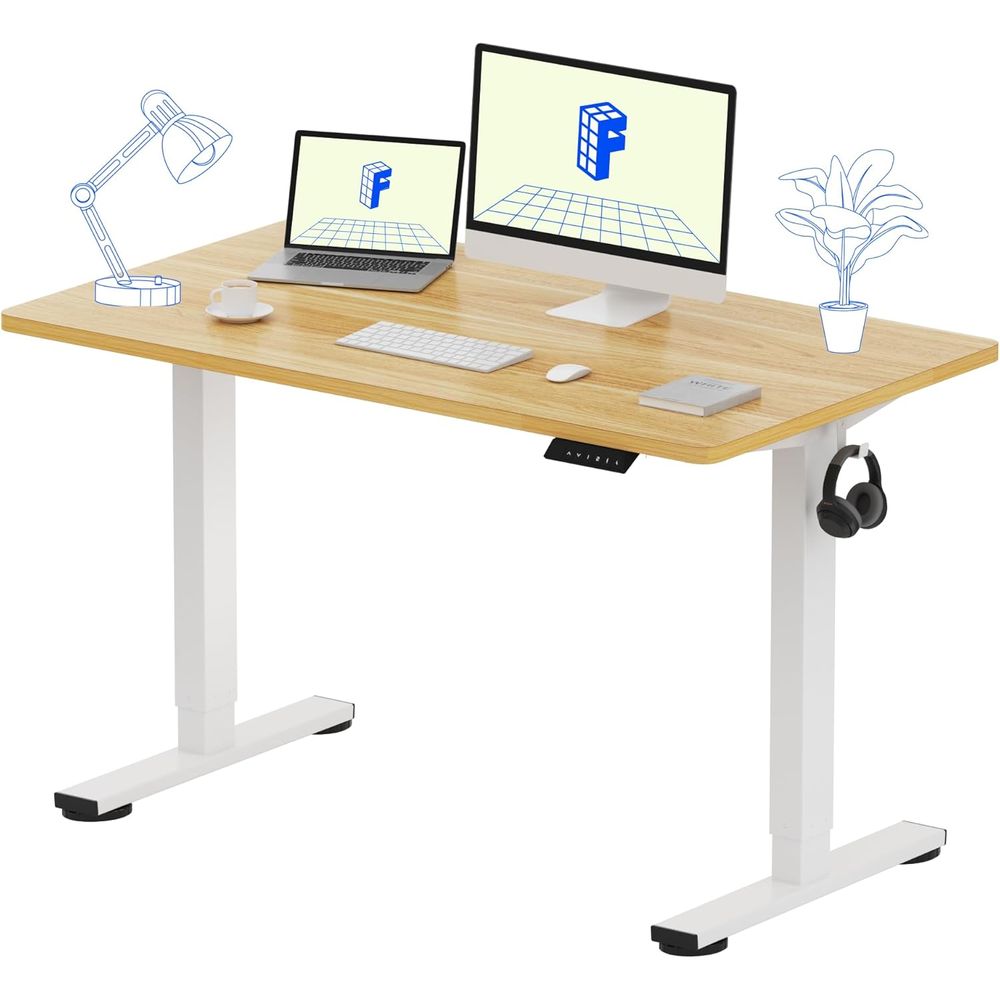 Desk Setup One Monitor - 48x24 elektrisch sta-bureau uit één stuk,