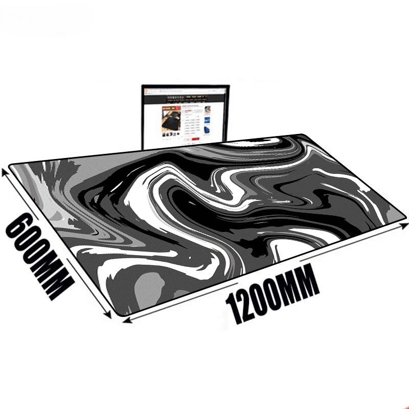 Desk Setup Pc And Laptop - Grote Mat Muismat Vloeiend Kunst Verlengde