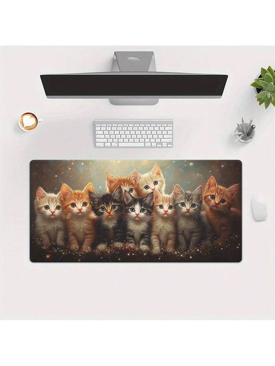 Desk Setup Pc And Laptop - Leuke Kitten Gaming-muismat Bureaumat Antislip rubberen