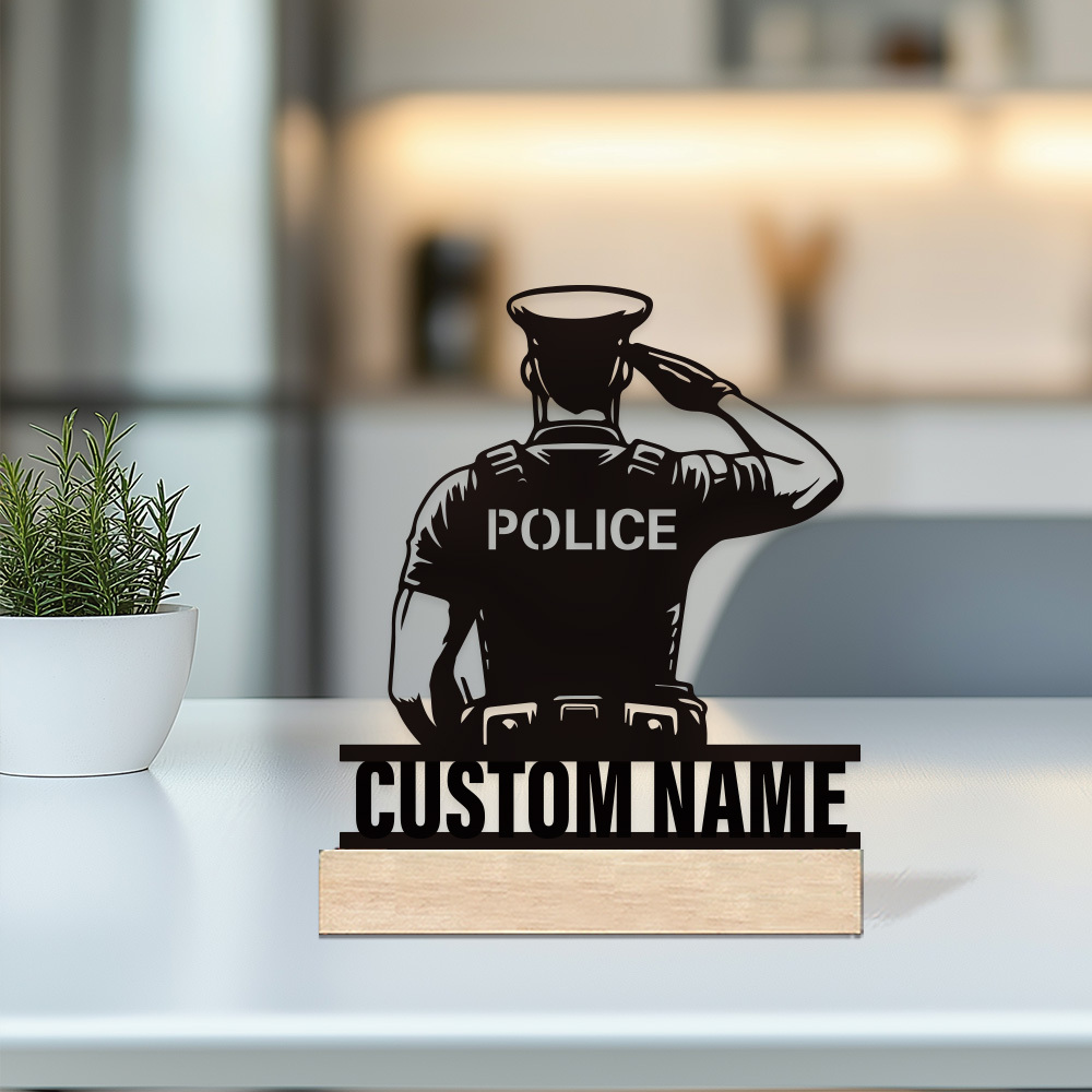 Desk Setup Modern - Gepersonaliseerd metalen politiebadge, gepersonaliseerde naamplaat voor