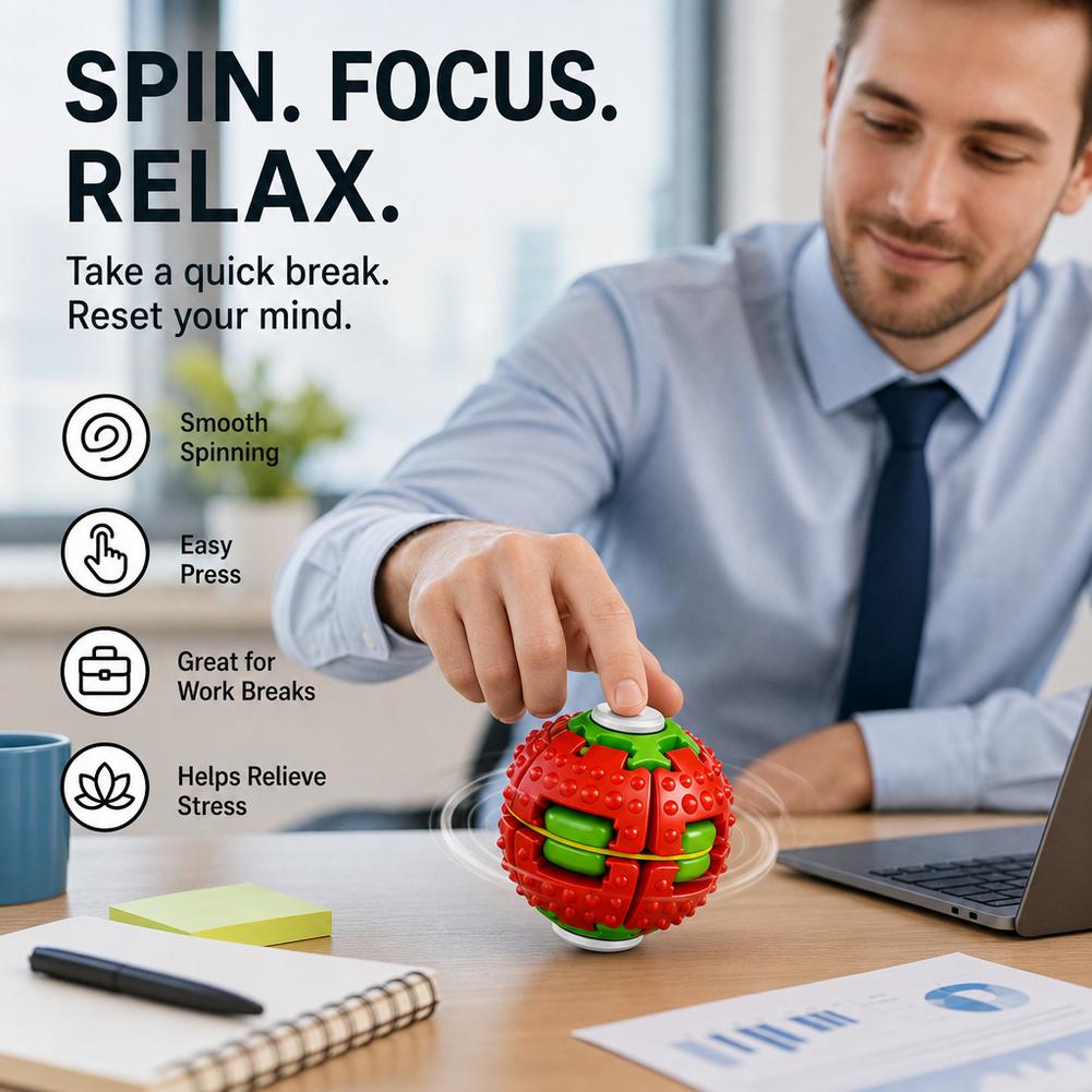 Desk Setup Gear - Draagbare draaibare fidgetbal, stressverlichtend speelgoed, sensorische