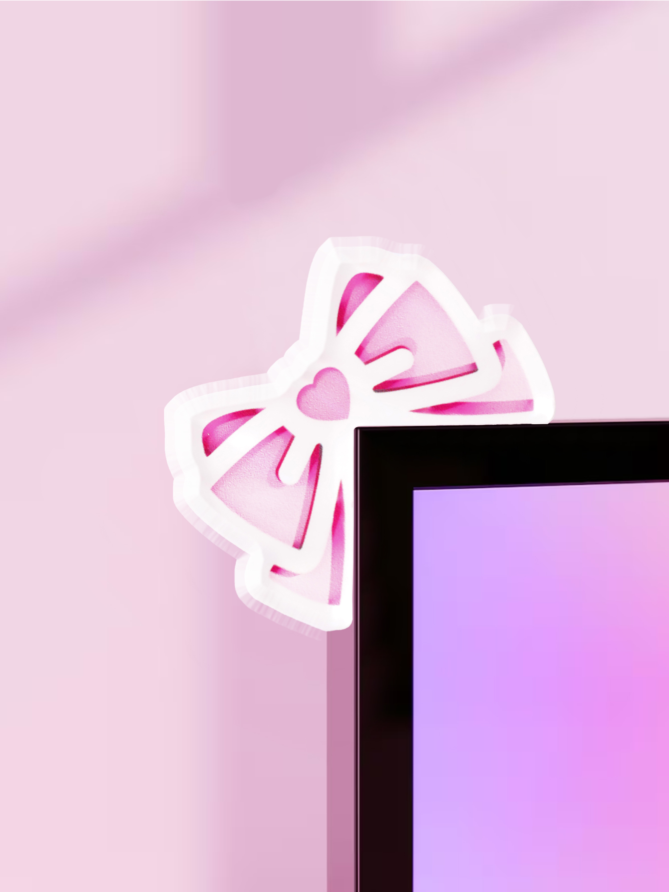 Desk Setup Design - Kawaii Bow Monitor Decor Roze Acryl