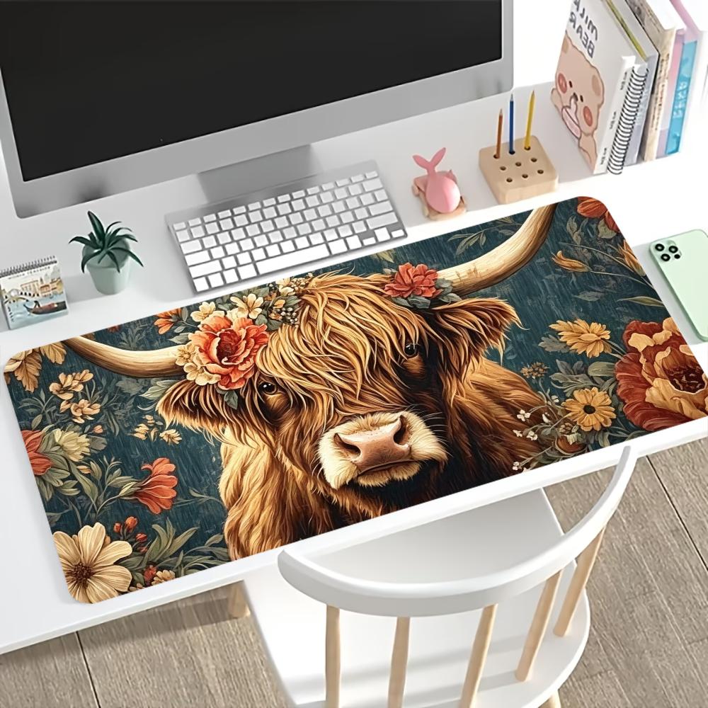 Vintage Highland Cow Floral Ga - Desk Setup Pc And Laptop recensie en prijs
