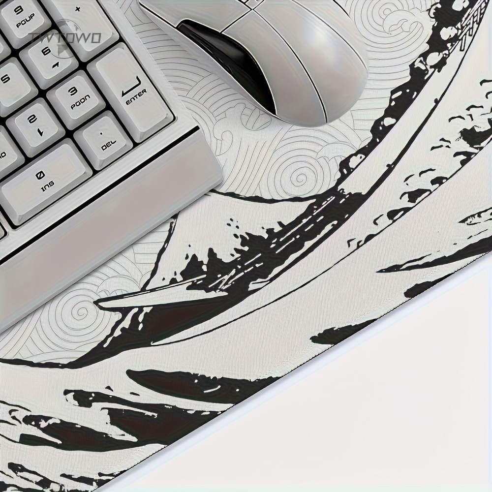 Zwart Wit Wave Art XXL Bureaum - Desk Setup Pc And Laptop recensie en prijs